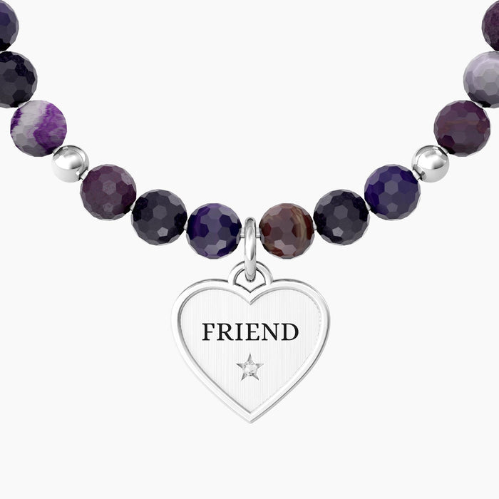 Bracciale Amica con agata viola e ciondolo cuore