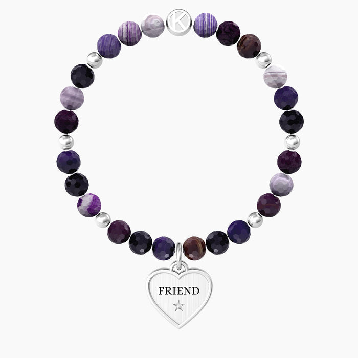 Bracciale Amica con agata viola e ciondolo cuore