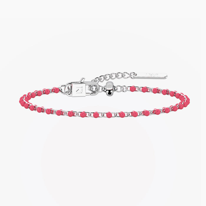 Bracciale componibile rosa in acciaio argentato