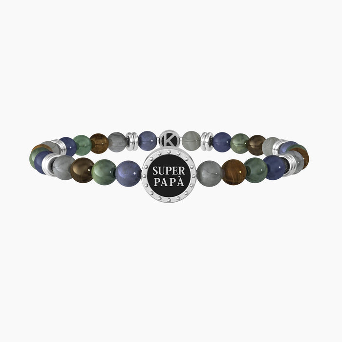 Bracciale elastico per il papà con pietre naturali e cristalli