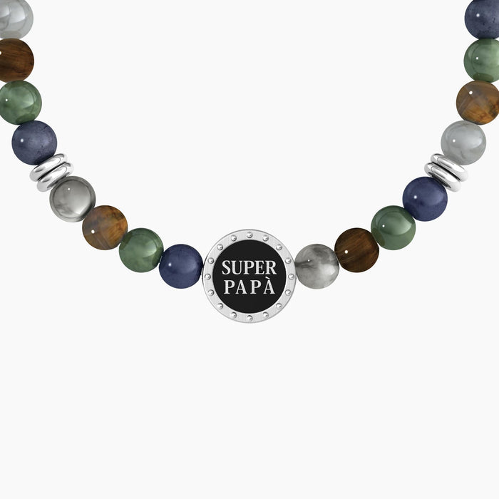 Bracciale elastico per il papà con pietre naturali e cristalli