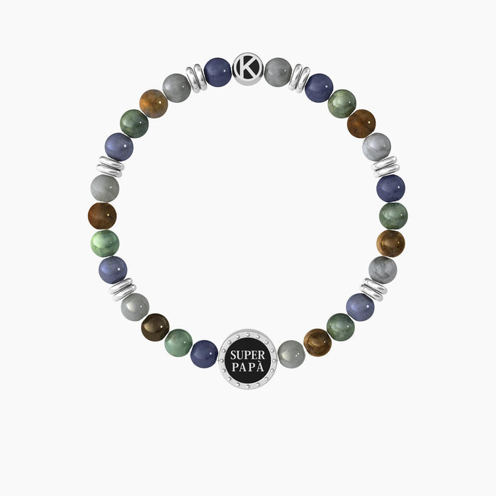 Bracciale elastico per il papà con pietre naturali e cristalli