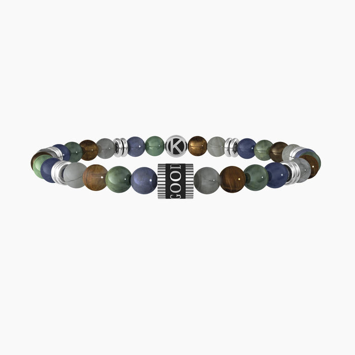 Bracciale elastico uomo con pietre multicolor