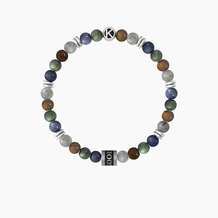 Bracciale elastico uomo con pietre multicolor