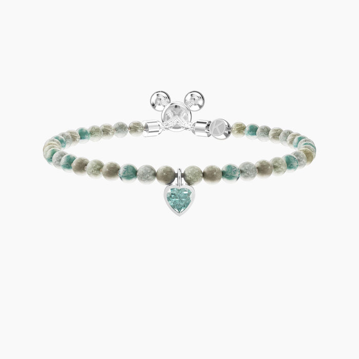 Bracciale regolabile con diaspro azzurro e ciondolo cuore