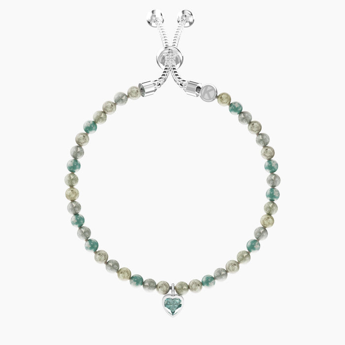 Bracciale regolabile con diaspro azzurro e ciondolo cuore