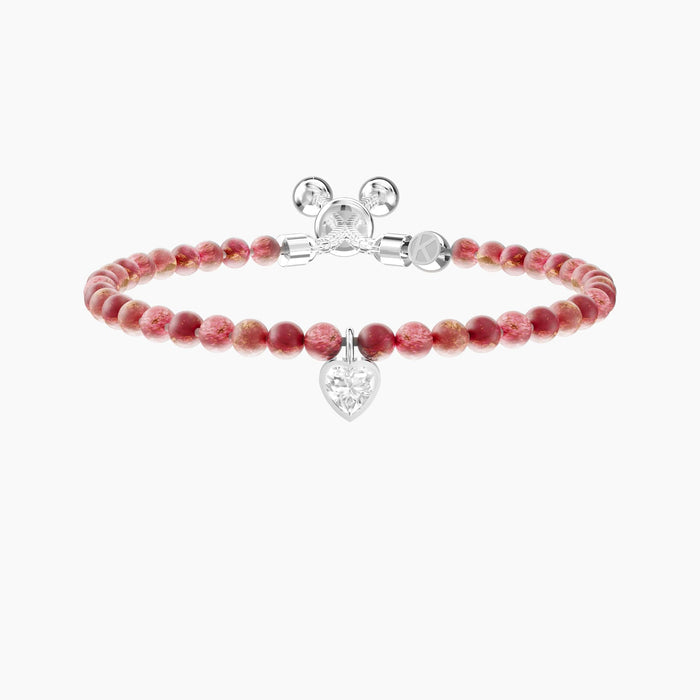 Bracciale regolabile con diaspro rosso e ciondolo cuore