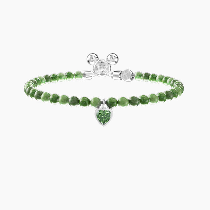 Bracciale regolabile con diaspro verde e ciondolo cuore