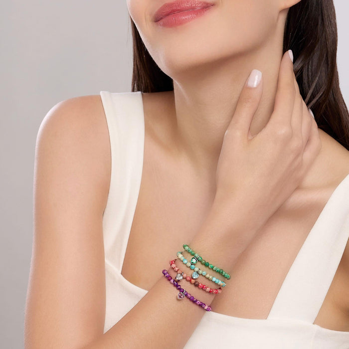 Bracciale regolabile con diaspro verde e ciondolo cuore