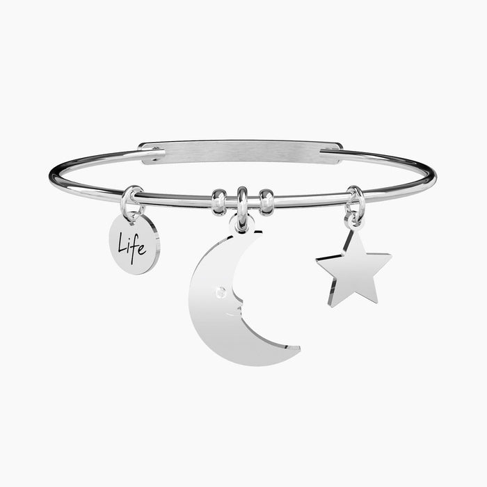 Bracciale rigido con ciondoli luna e stella