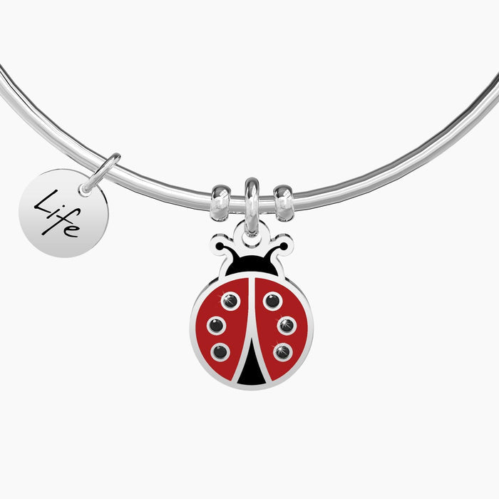 Bracciale rigido con ciondolo coccinella