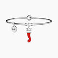 Bracciale rigido con ciondolo cornetto