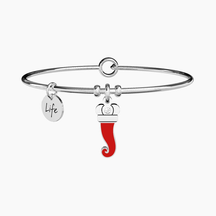 Bracciale rigido con ciondolo cornetto