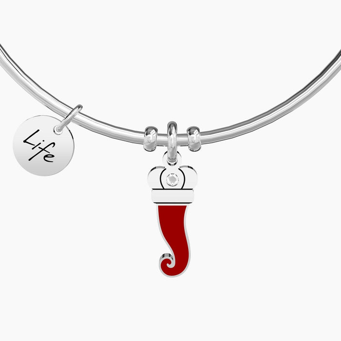 Bracciale rigido con ciondolo cornetto