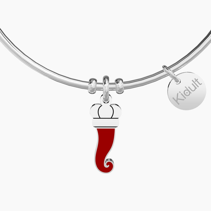 Bracciale rigido con ciondolo cornetto