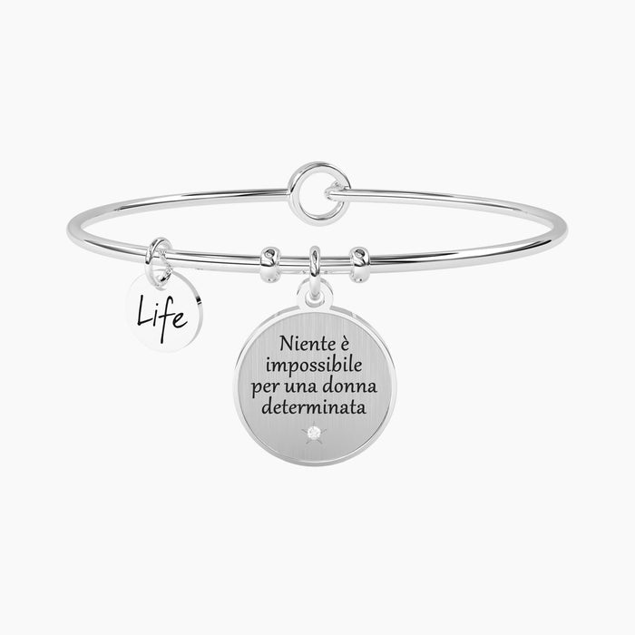 Bracciale rigido con ciondolo e scritta