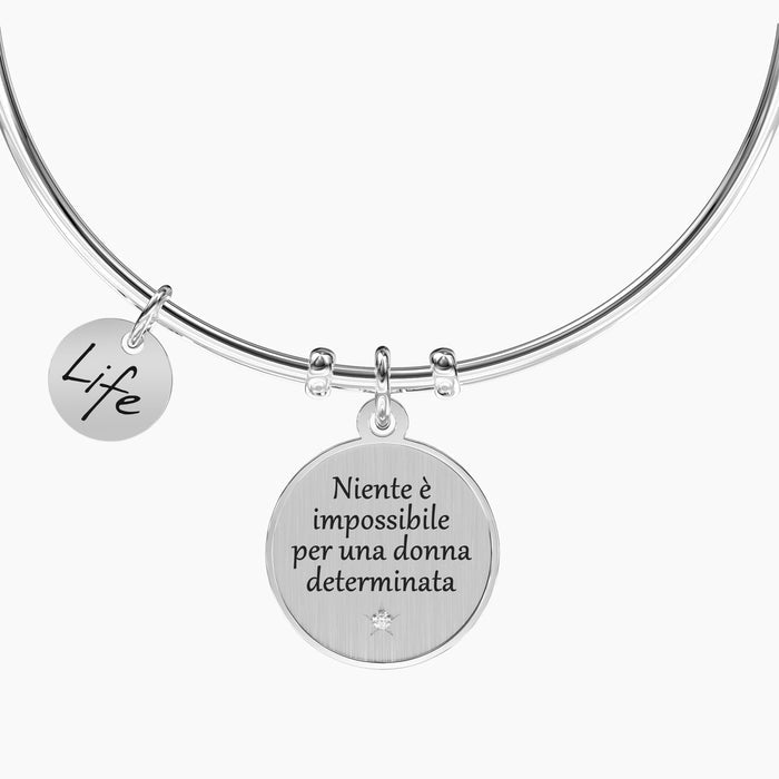 Bracciale rigido con ciondolo e scritta