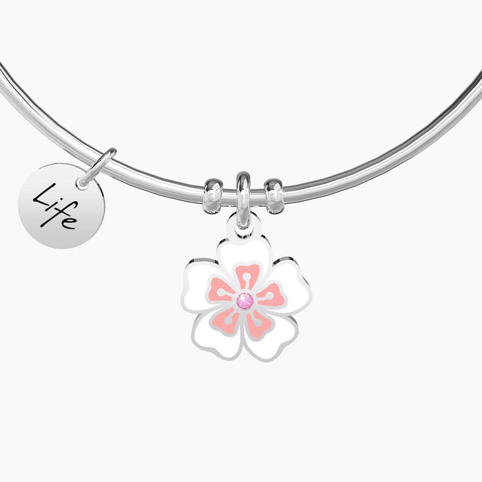 Bracciale rigido con ciondolo fiore di ciliegio