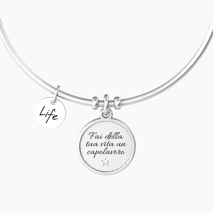 Bracciale rigido con frase e punto luce