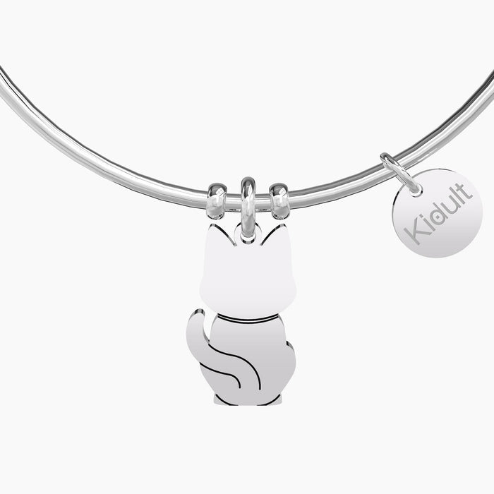 Bracciale rigido da donna con ciondolo a forma di gatto