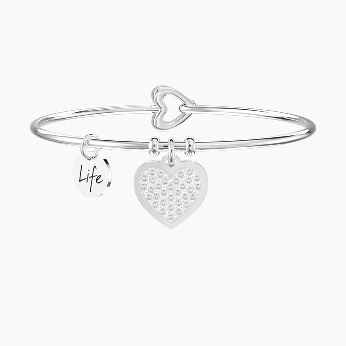Bracciale rigido da donna con ciondolo cuore famiglia