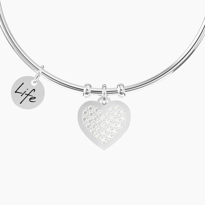Bracciale rigido da donna con ciondolo cuore famiglia