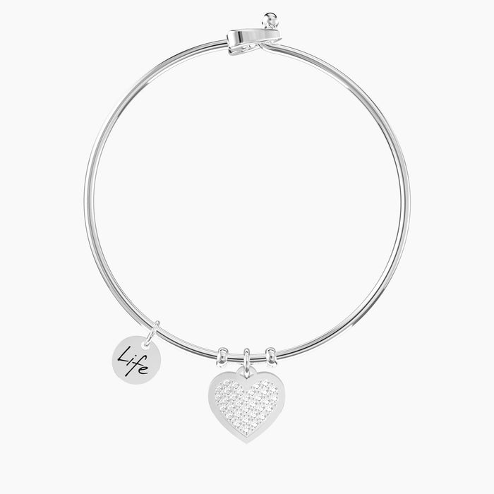 Bracciale rigido da donna con ciondolo cuore famiglia