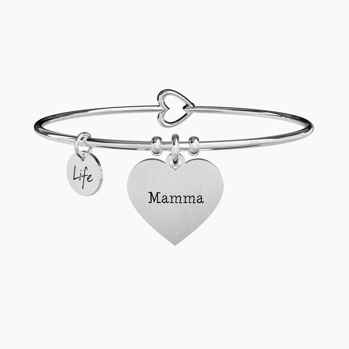 Bracciale rigido da donna con ciondolo cuore per la mamma