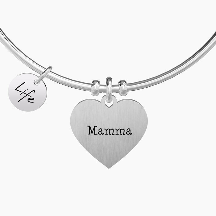 Bracciale rigido da donna con ciondolo cuore per la mamma