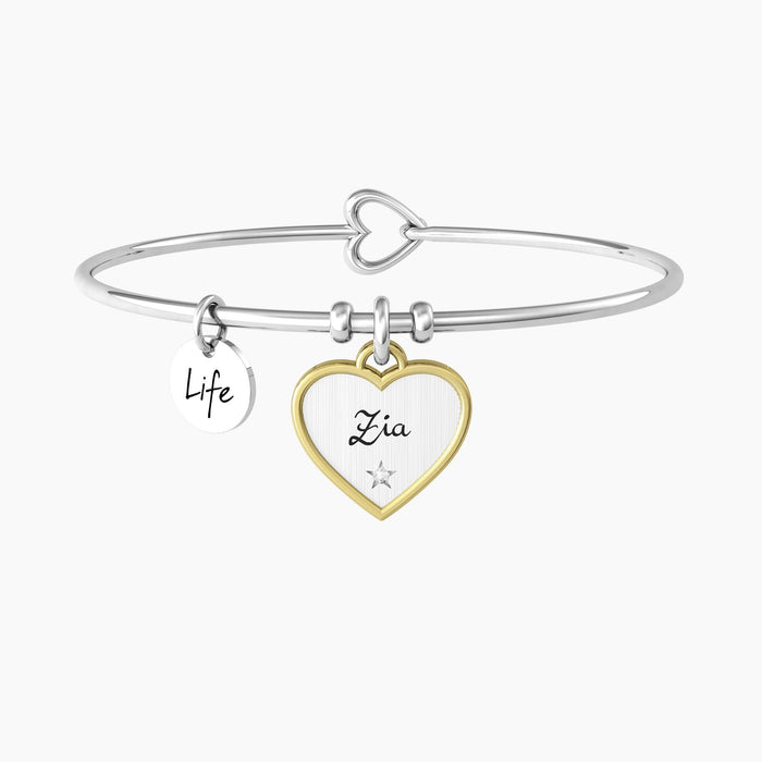 Bracciale rigido da donna con ciondolo cuore per zia