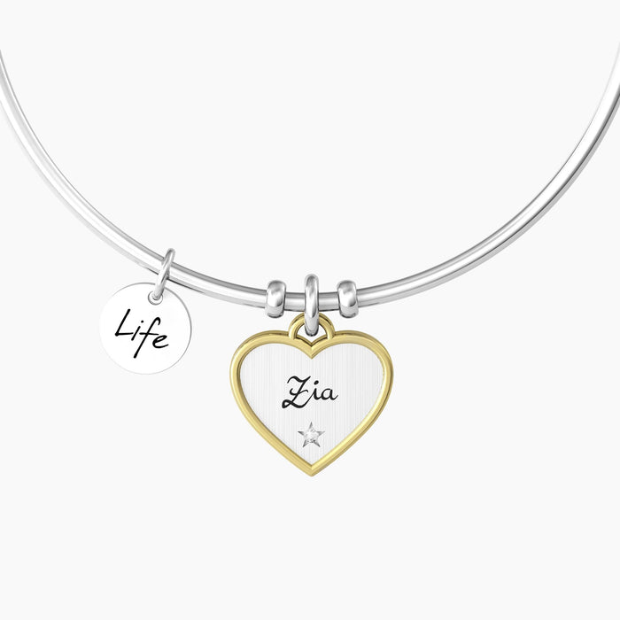 Bracciale rigido da donna con ciondolo cuore per zia
