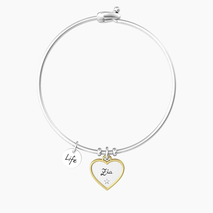 Bracciale rigido da donna con ciondolo cuore per zia