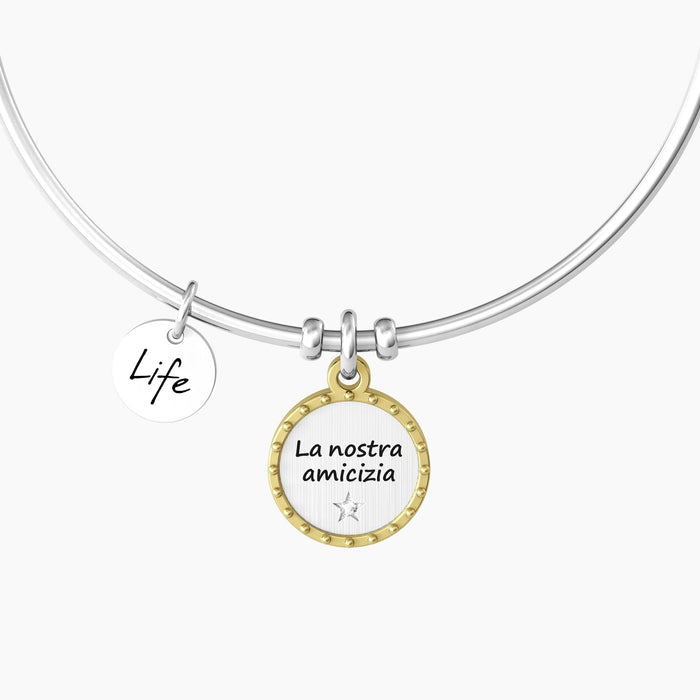 Bracciale rigido donna con ciondolo tondo amicizia