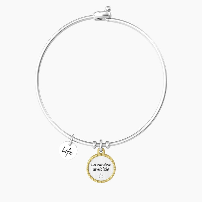 Bracciale rigido donna con ciondolo tondo amicizia