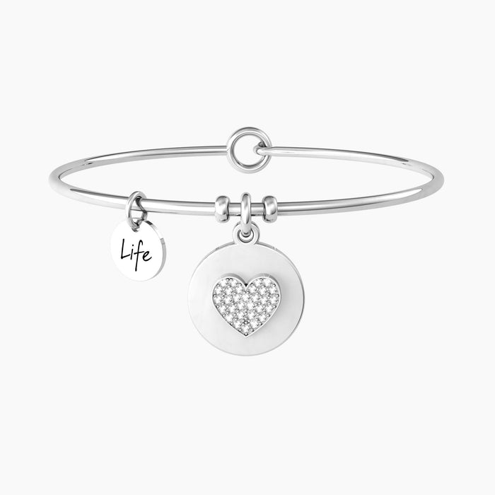 Bracciale rigido donna con cuore e cristalli