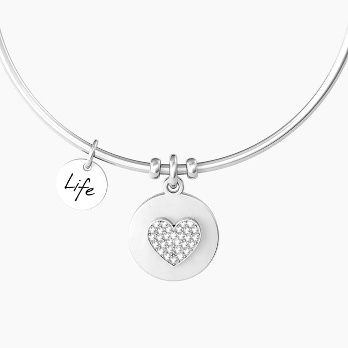 Bracciale rigido donna con cuore e cristalli
