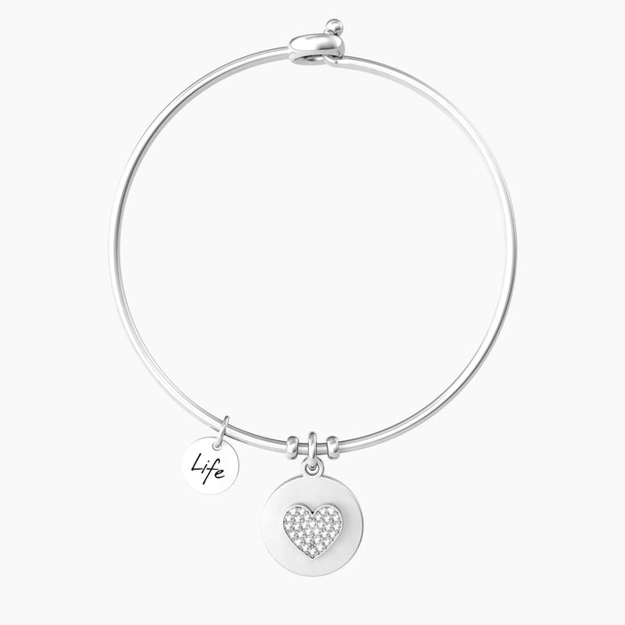 Bracciale rigido donna con cuore e cristalli