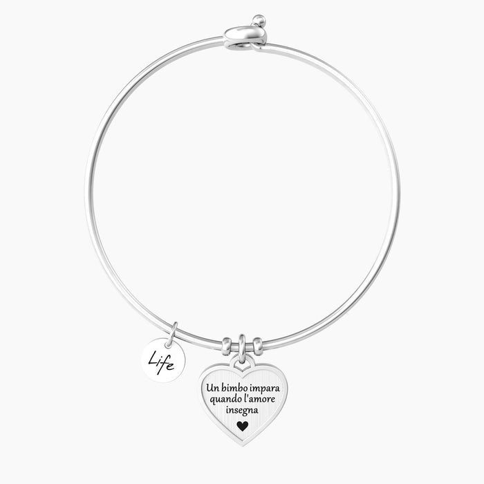 Bracciale rigido donna con cuore inciso