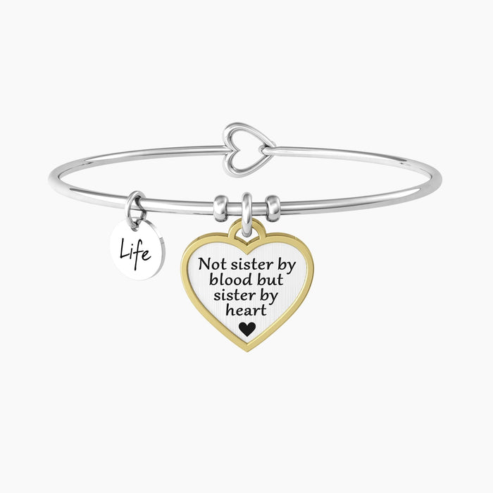 Bracciale rigido sorella con ciondolo e frase