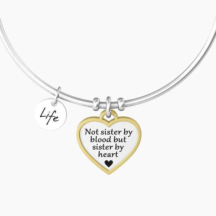Bracciale rigido sorella con ciondolo e frase