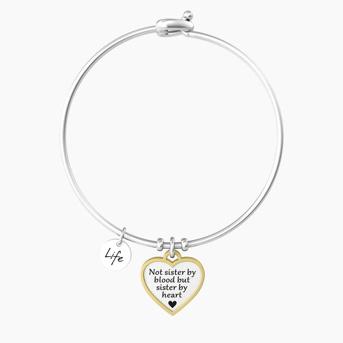 Bracciale rigido sorella con ciondolo e frase