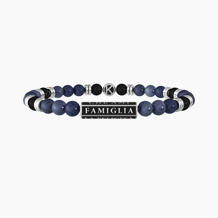 Bracciale uomo con agata nera e dumortierite blu