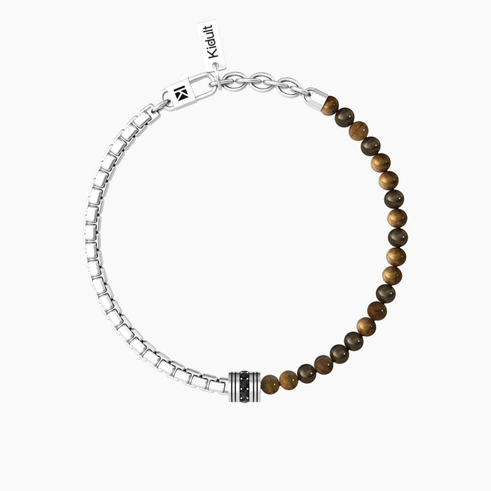 Bracciale uomo con catena e occhio di tigre