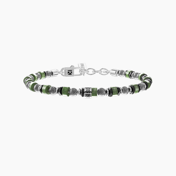 Bracciale uomo con pietre naturali e scritta