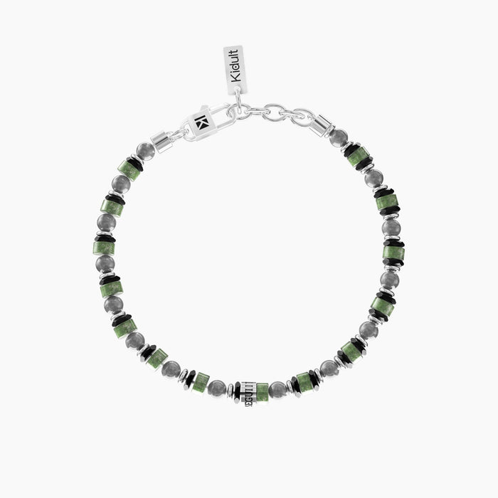Bracciale uomo con pietre naturali e scritta