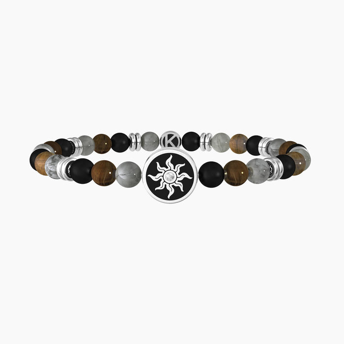 Bracciale uomo con pietre naturali multicolor, cristalli e sole