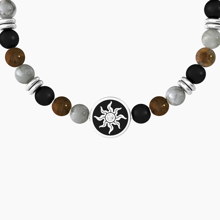 Bracciale uomo con pietre naturali multicolor, cristalli e sole