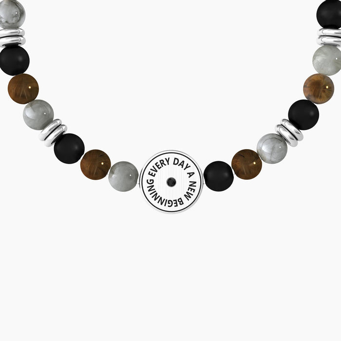 Bracciale uomo con pietre naturali multicolor, cristalli e sole