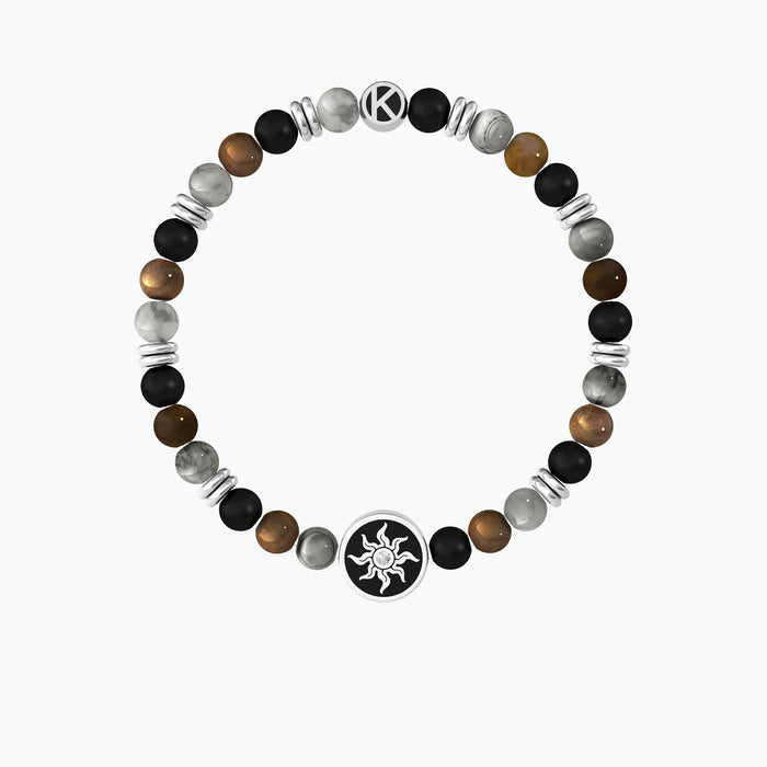 Bracciale uomo con pietre naturali multicolor, cristalli e sole