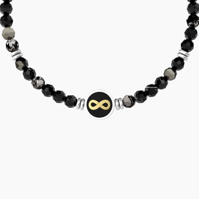 Bracciale uomo con simbolo infinito e pietre naturali